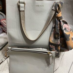 Anne Klein Cream Tote and Clutch Set